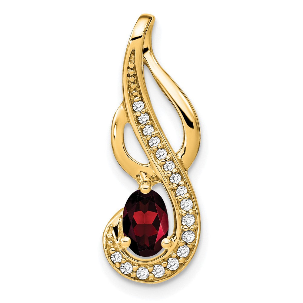 14k Garnet and Diamond Swirl Pendant (1.85 grams)