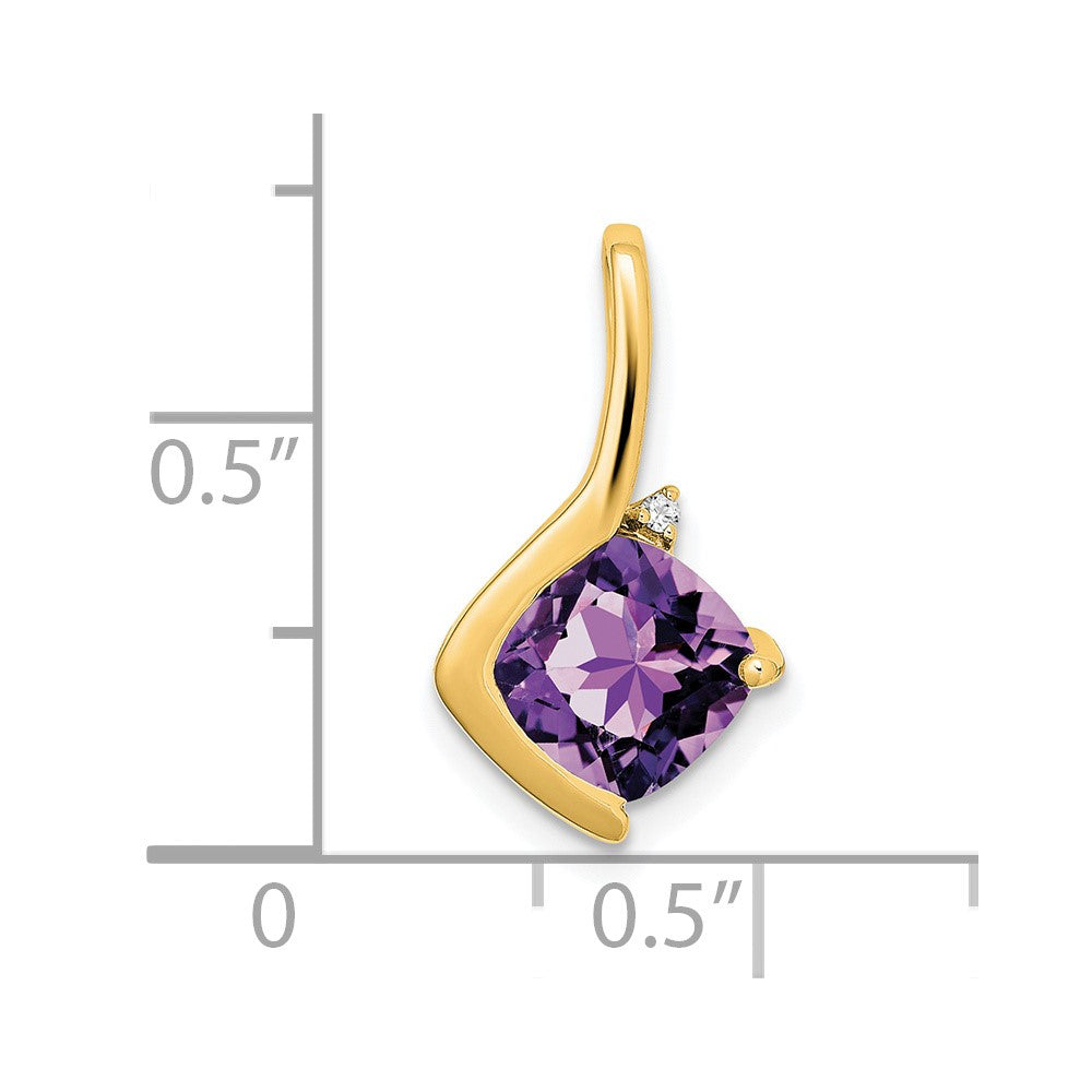 14k Cushion Amethyst and Diamond Pendant (1.2 grams)