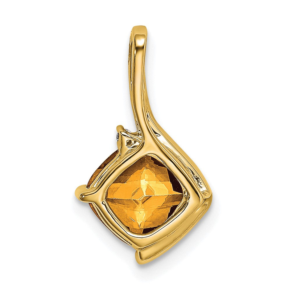14k Cushion Citrine and Diamond Pendant (1.2 grams)