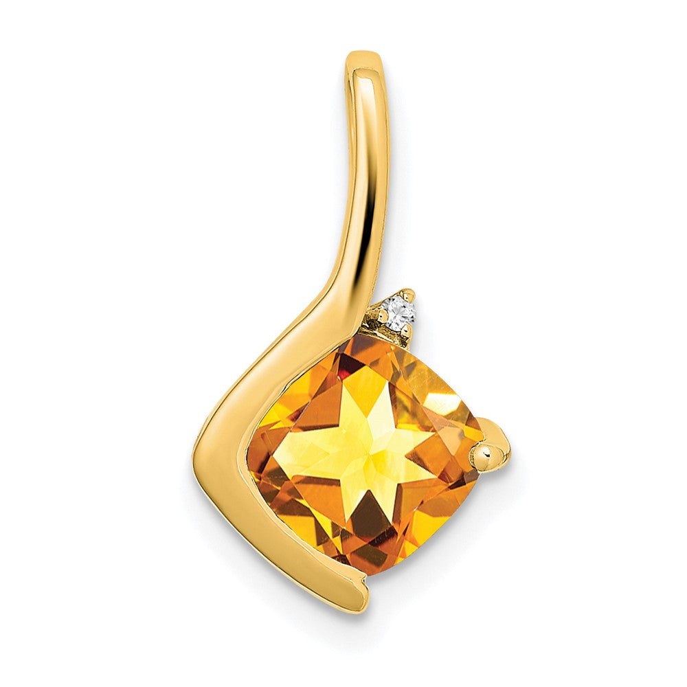 14k Cushion Citrine and Diamond Pendant (1.2 grams)