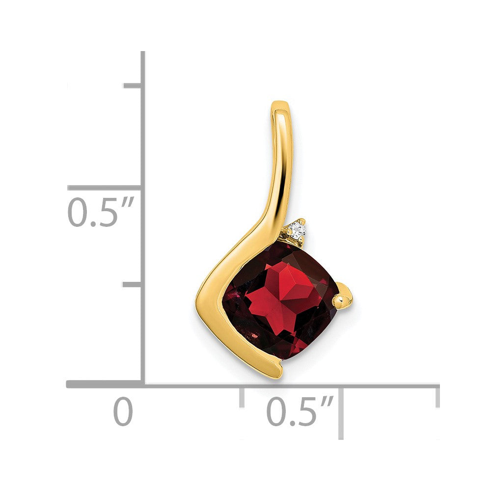 14k Cushion Garnet and Diamond Pendant (1.2 grams)