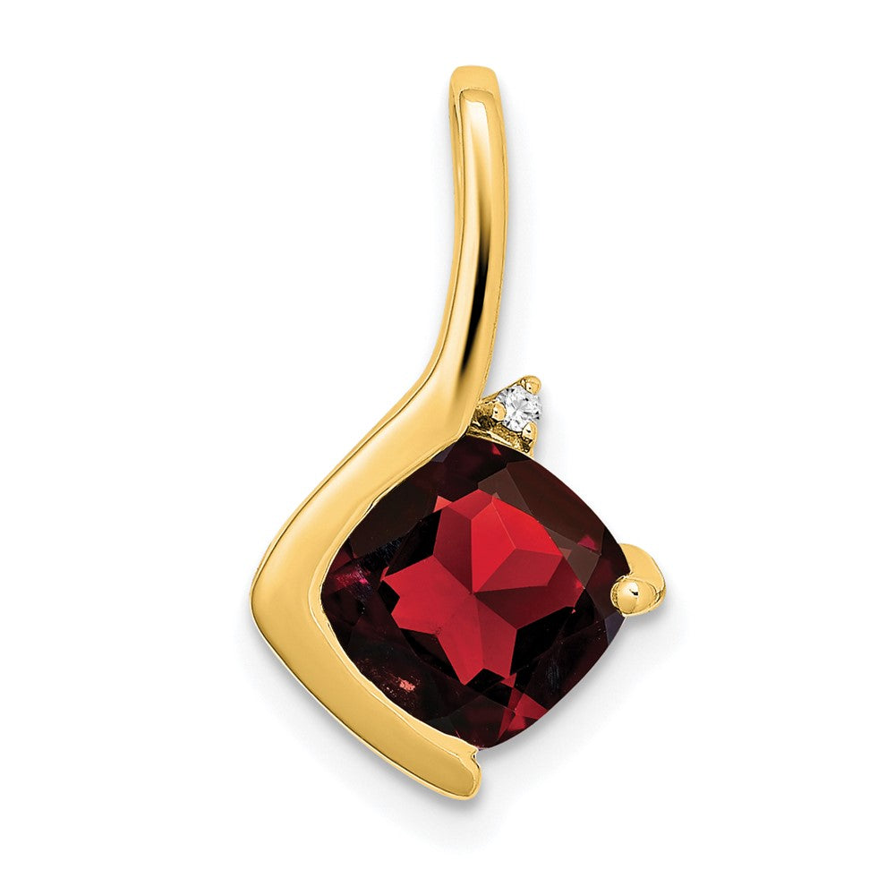 14k Cushion Garnet and Diamond Pendant (1.2 grams)