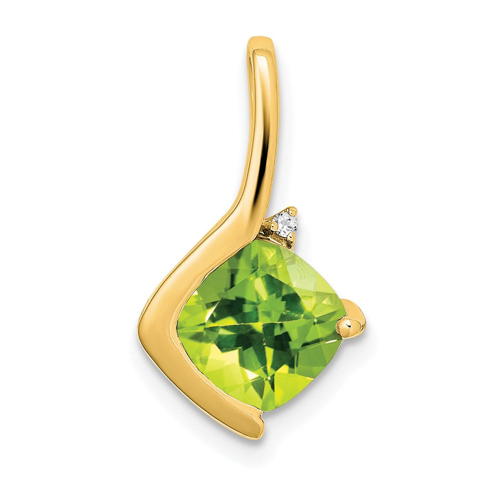 14k Cushion Peridot and Diamond Pendant (1.2 grams)
