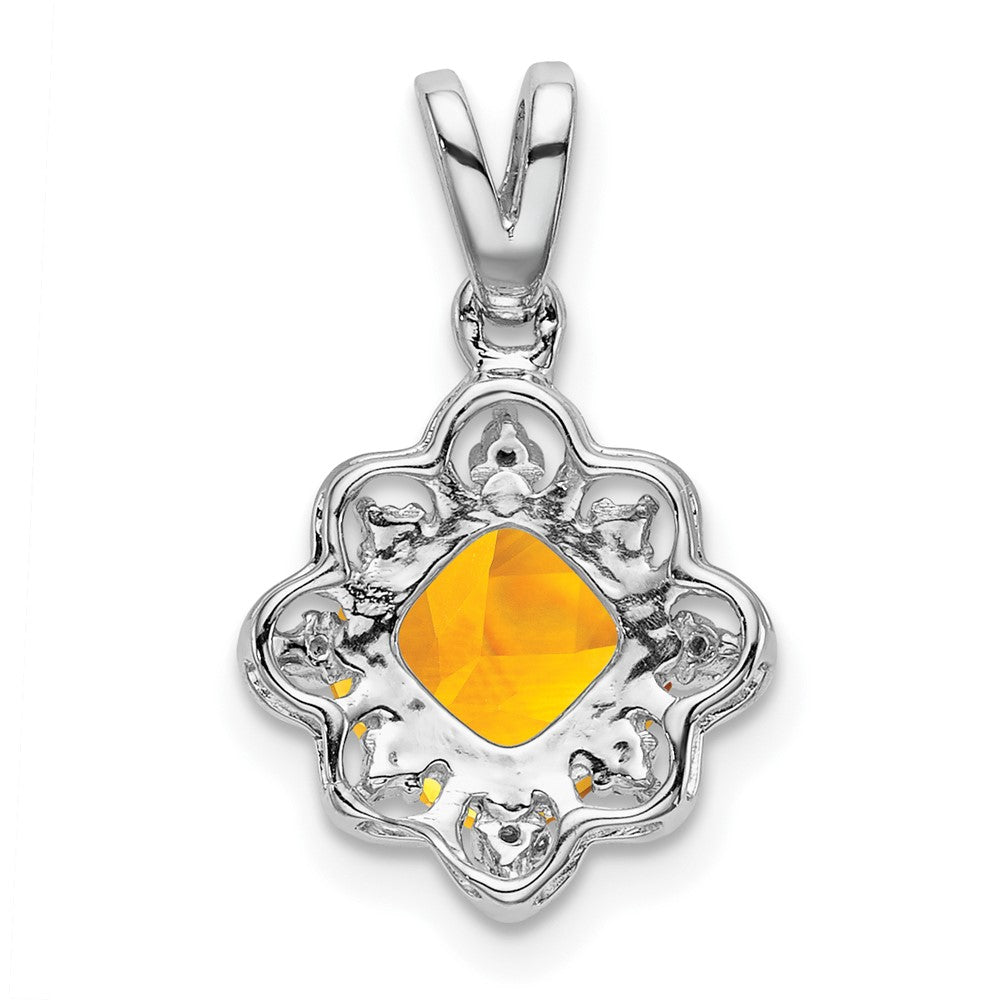 14k White Gold Citrine and Diamond Scalloped Pendant (1.15 grams)