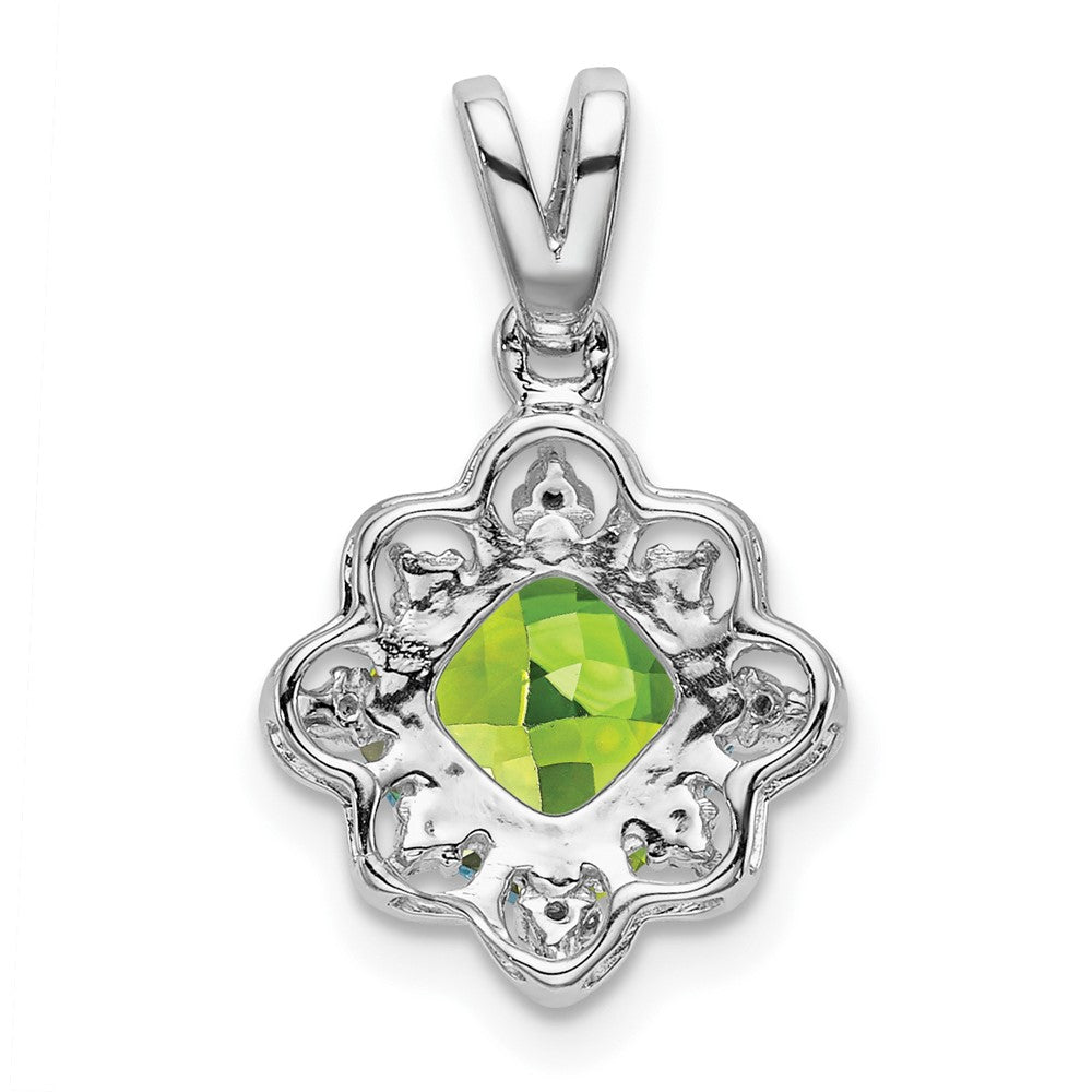 14k White Gold Peridot and Diamond Scalloped Pendant (1.15 grams)
