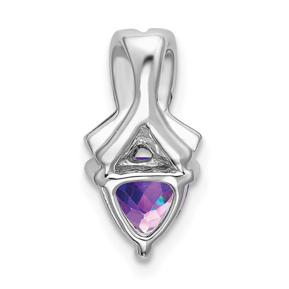 14k White Gold Trillion Amethyst and Diamond Pendant (1.45 grams)