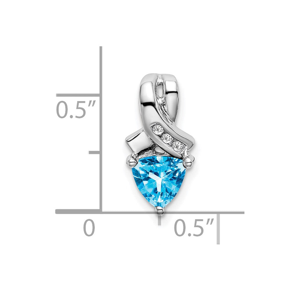 14k White Gold Trillion Blue Topaz and Diamond Pendant (1.45 grams)