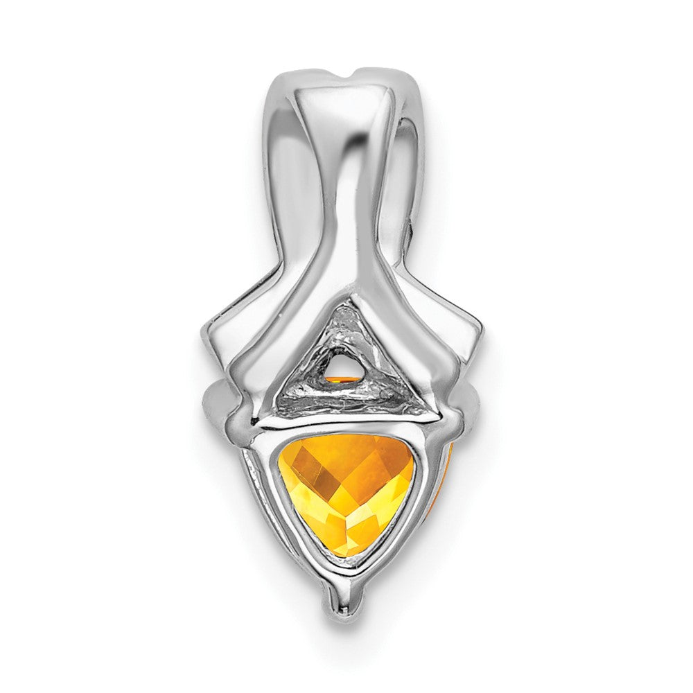 14k White Gold Trillion Citrine and Diamond Pendant (1.45 grams)