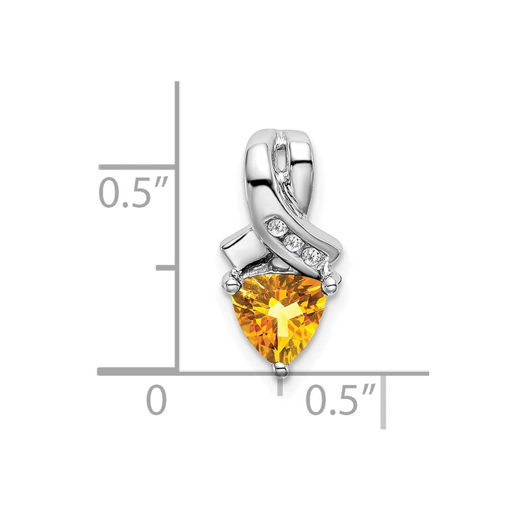 14k White Gold Trillion Citrine and Diamond Pendant (1.45 grams)