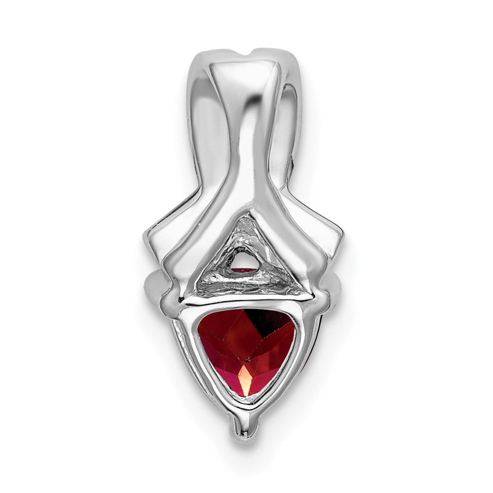 14k White Gold Trillion Garnet and Diamond Pendant (1.45 grams)