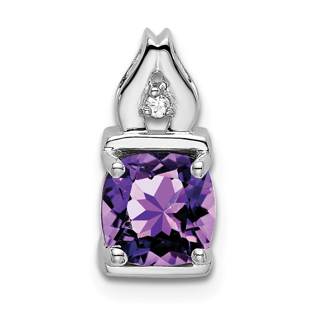 14k White Gold Amethyst and Diamond Pendant (0.95 grams)