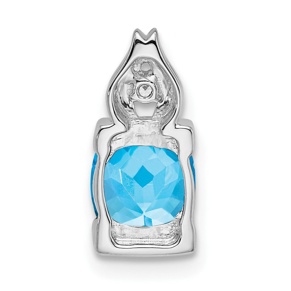14k White Gold Blue Topaz and Diamond Pendant (0.95 grams)