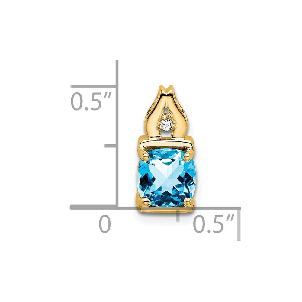 14k Blue Topaz and Diamond Pendant (0.95 grams)