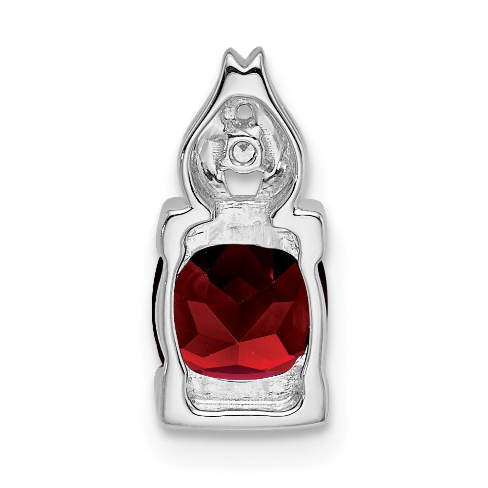 14k White Gold Garnet and Diamond Pendant (0.95 grams)