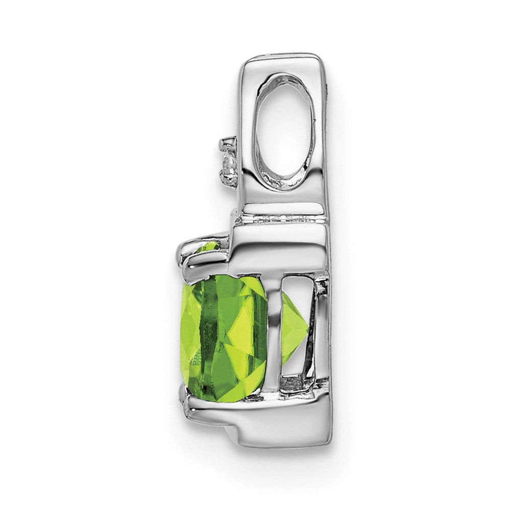 14k White Gold Peridot and Diamond Pendant (0.95 grams)