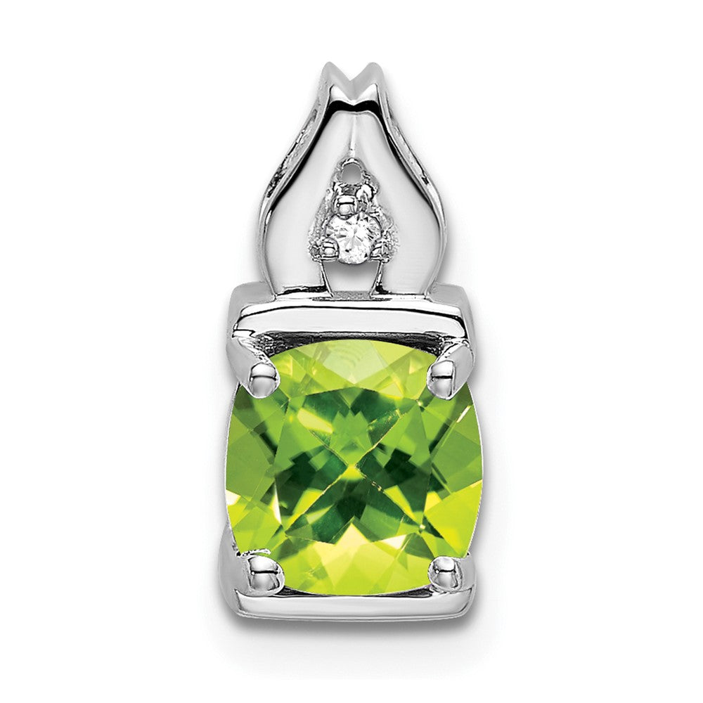 14k White Gold Peridot and Diamond Pendant (0.95 grams)