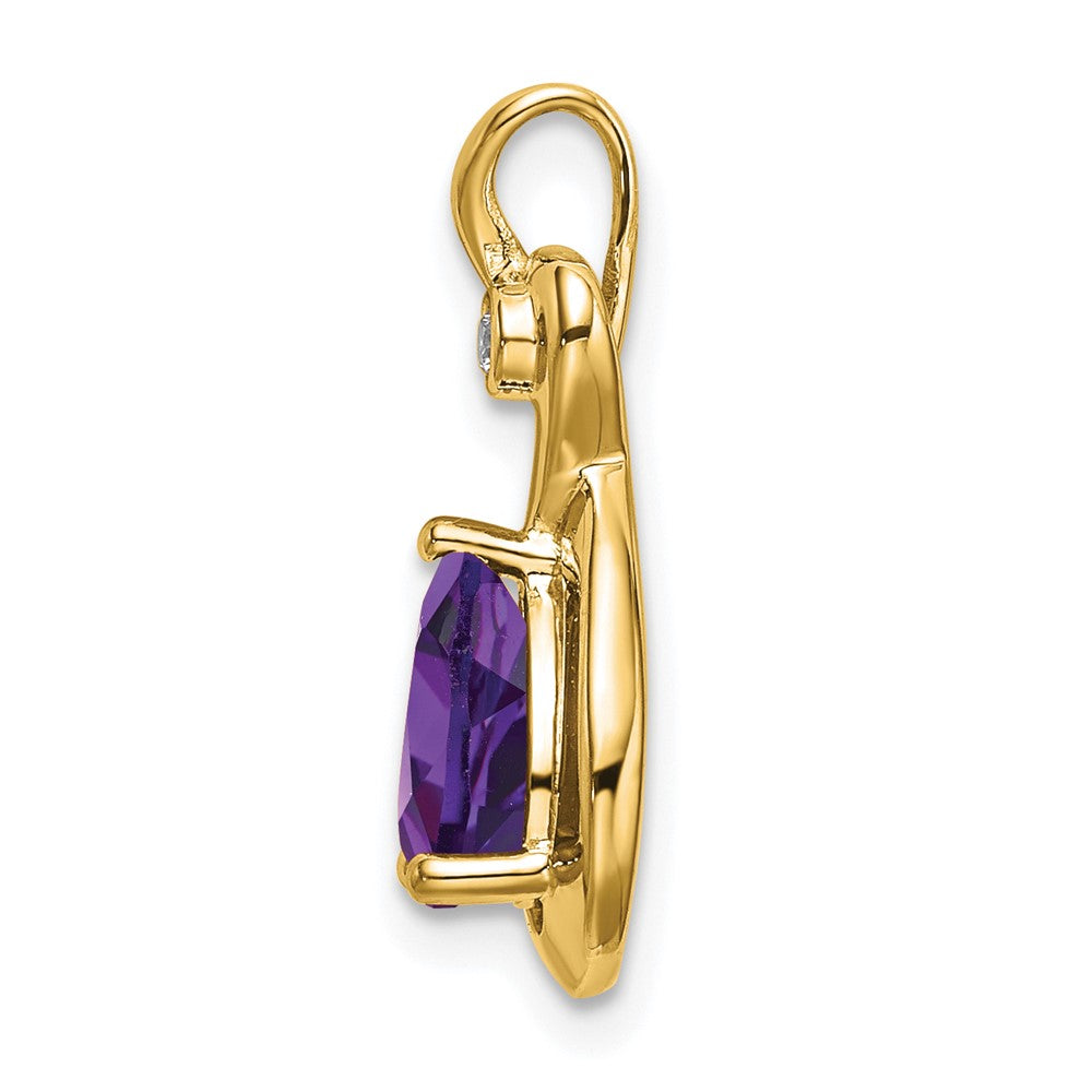14k Pear Amethyst and Diamond Pendant (1.5 grams)