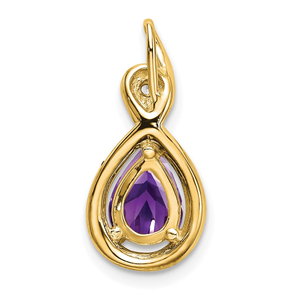 14k Pear Amethyst and Diamond Pendant (1.5 grams)