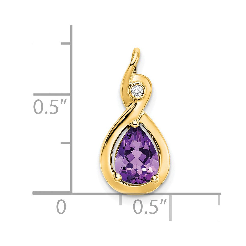 14k Pear Amethyst and Diamond Pendant (1.5 grams)