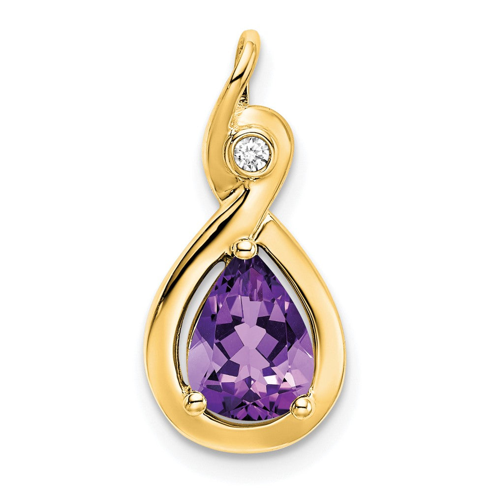 14k Pear Amethyst and Diamond Pendant (1.5 grams)