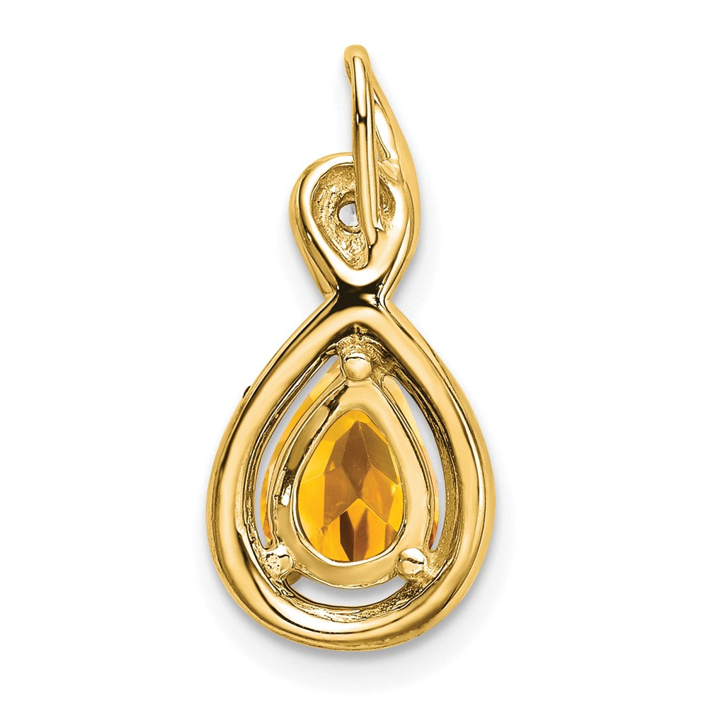 14k Pear Citrine and Diamond Pendant (1.5 grams)