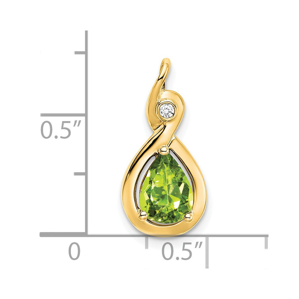 14k Pear Peridot and Diamond Pendant (1.5 grams)