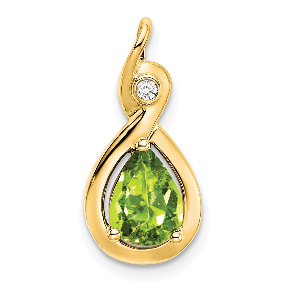 14k Pear Peridot and Diamond Pendant (1.5 grams)