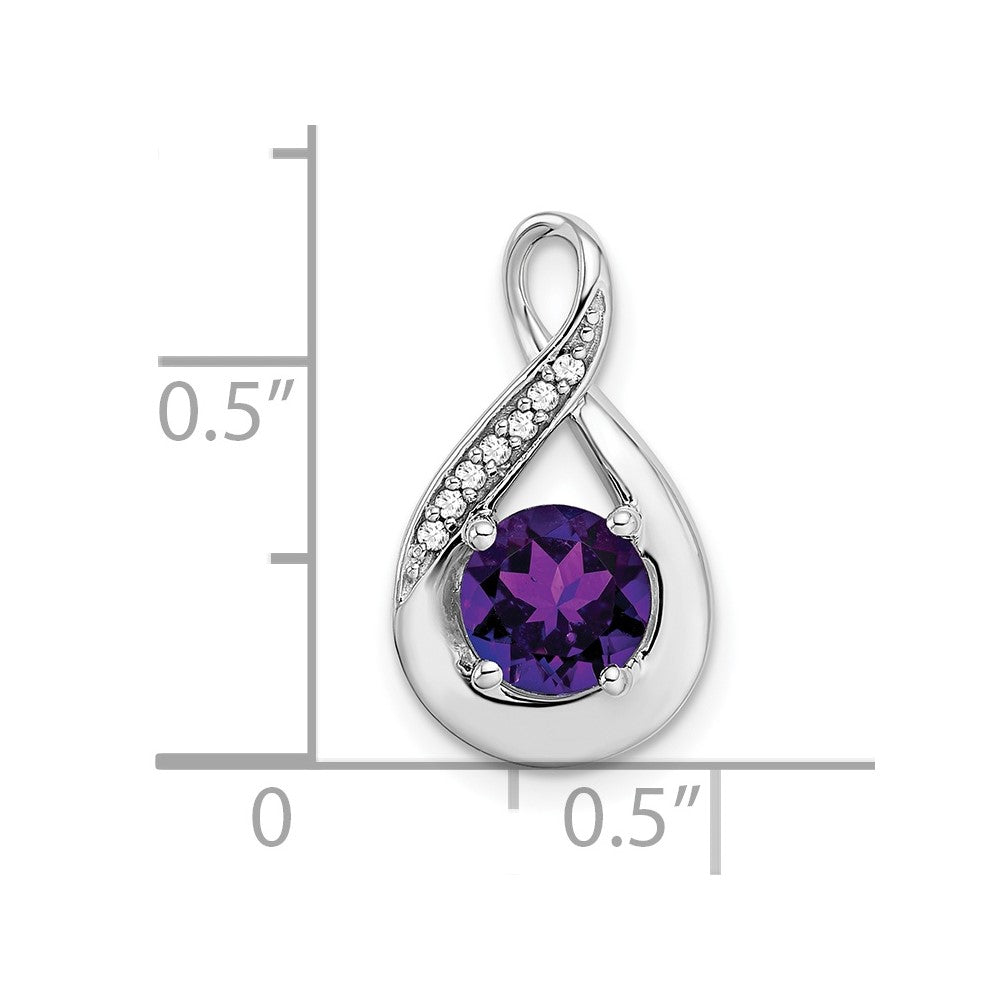 14k White Gold Amethyst and Diamond Pendant (2.15 grams)