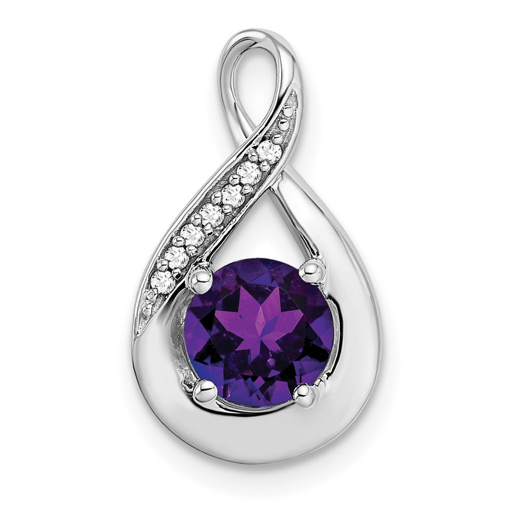 14k White Gold Amethyst and Diamond Pendant (2.15 grams)