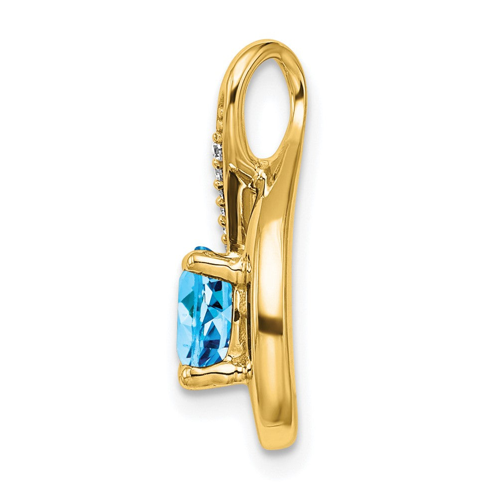 14k Blue Topaz and Diamond Pendant (2.15 grams)