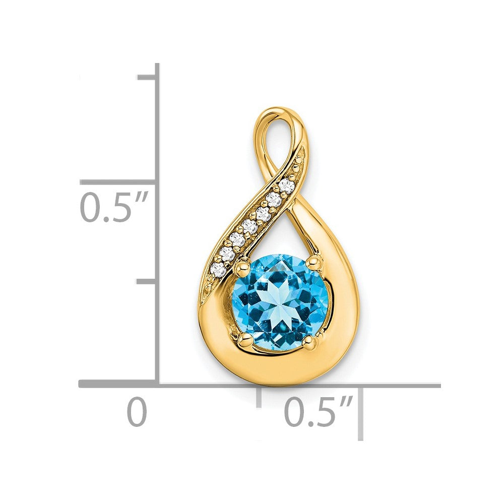 14k Blue Topaz and Diamond Pendant (2.15 grams)