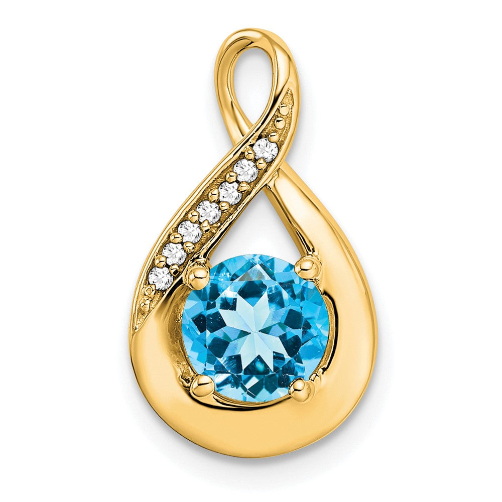 14k Blue Topaz and Diamond Pendant (2.15 grams)