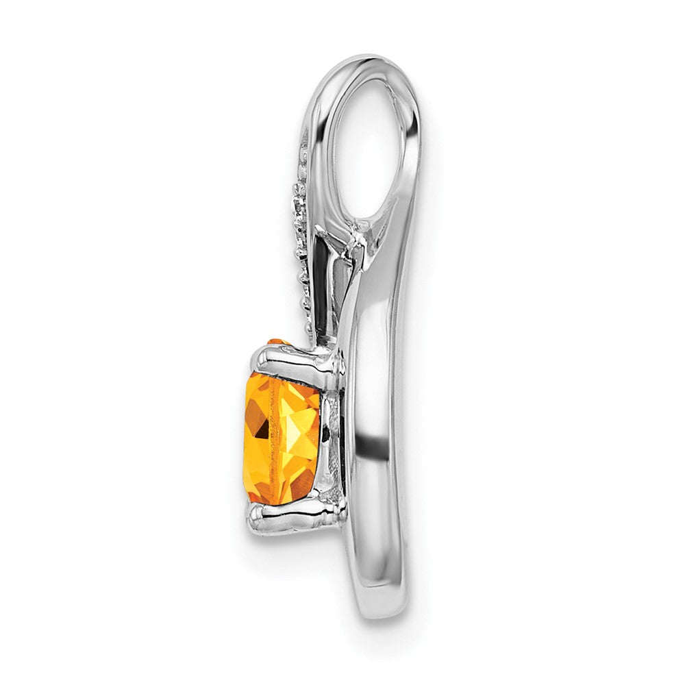 14k White Gold Citrine and Diamond Pendant (2.15 grams)