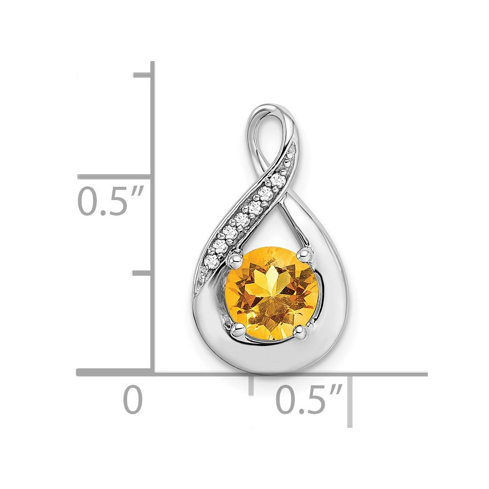 14k White Gold Citrine and Diamond Pendant (2.15 grams)