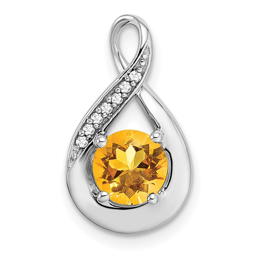 14k White Gold Citrine and Diamond Pendant (2.15 grams)