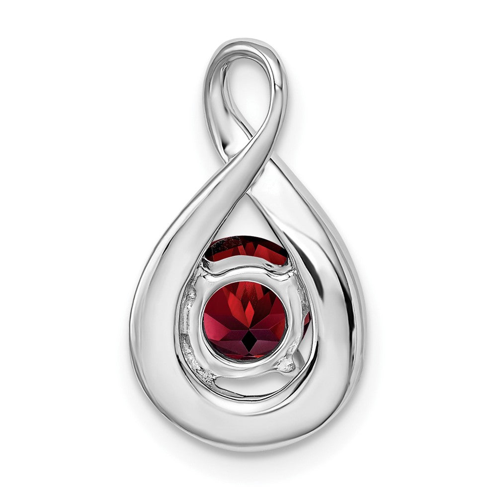 14k White Gold Garnet and Diamond Pendant (2.15 grams)