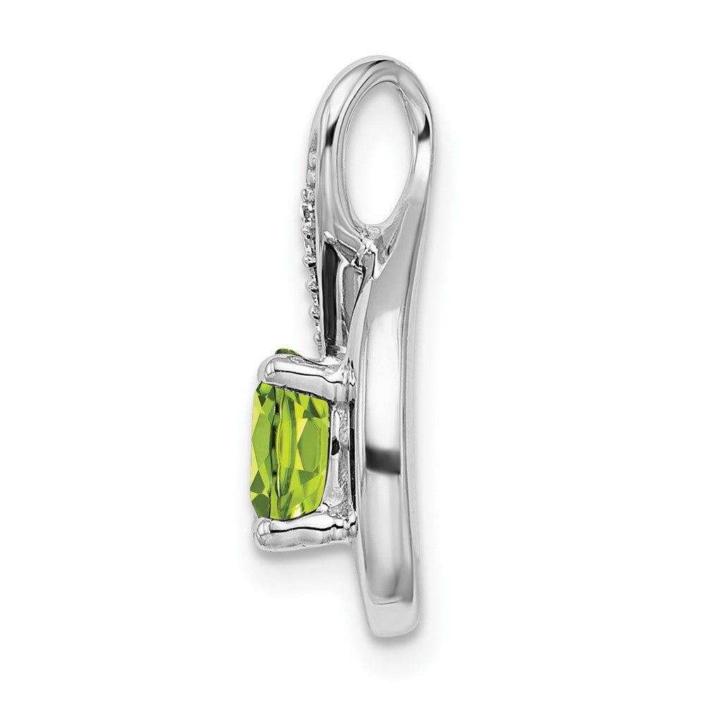 14k White Gold Peridot and Diamond Pendant (2.15 grams)