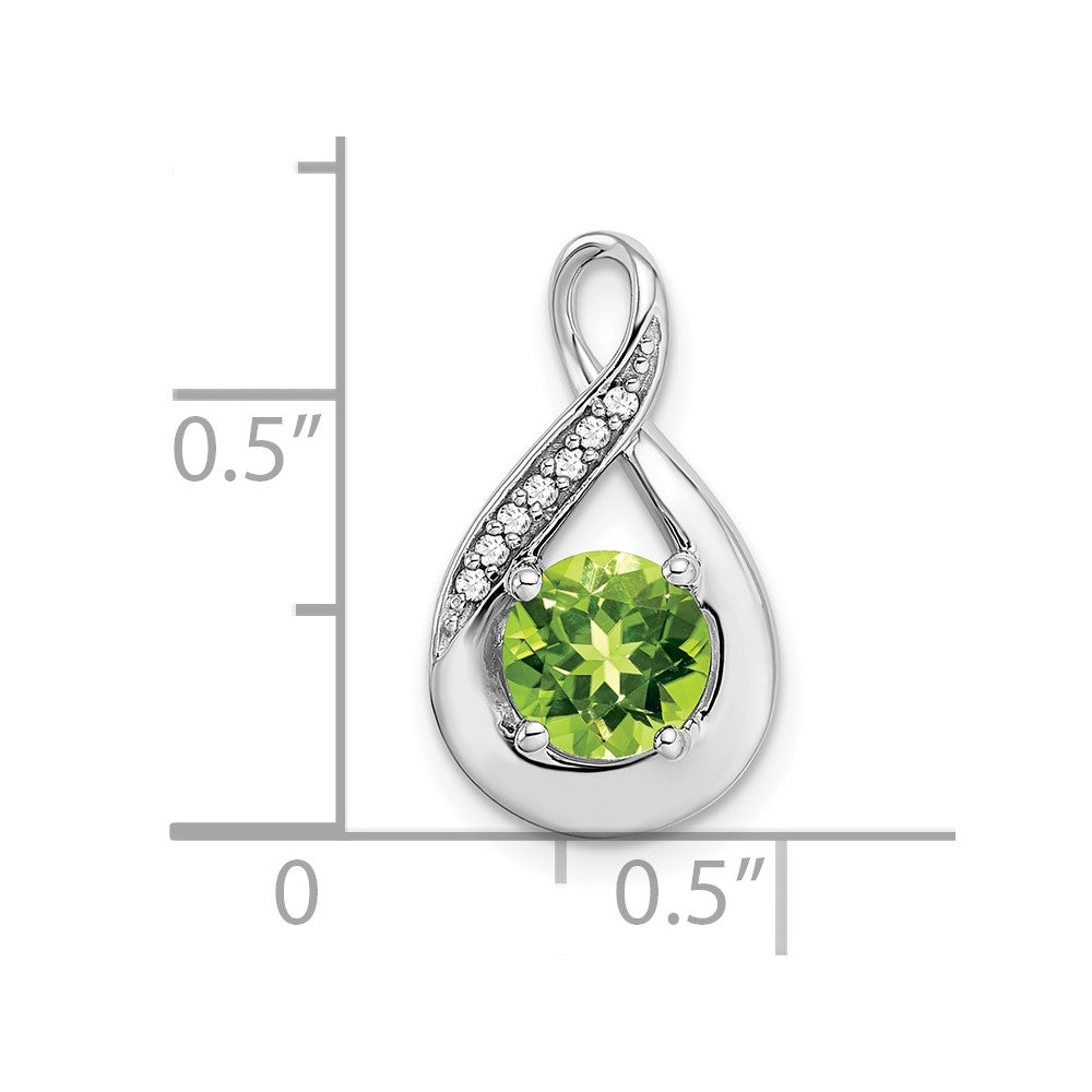 14k White Gold Peridot and Diamond Pendant (2.15 grams)