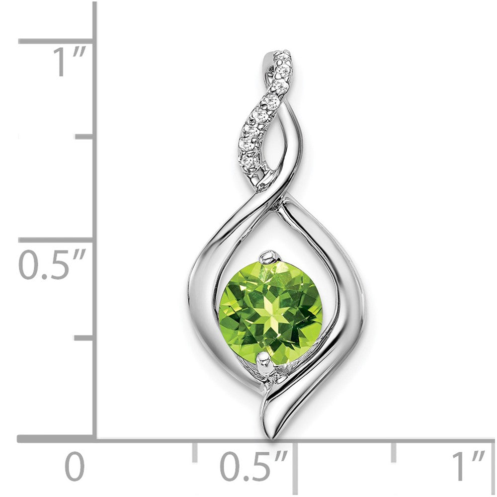 14k White Gold Peridot and Diamond Pendant (1.4 grams)