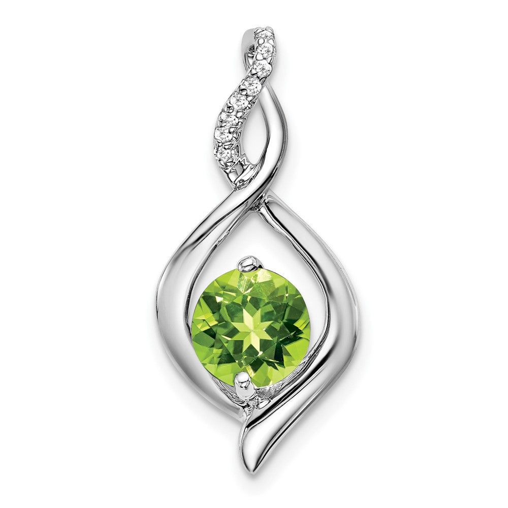 14k White Gold Peridot and Diamond Pendant (1.4 grams)