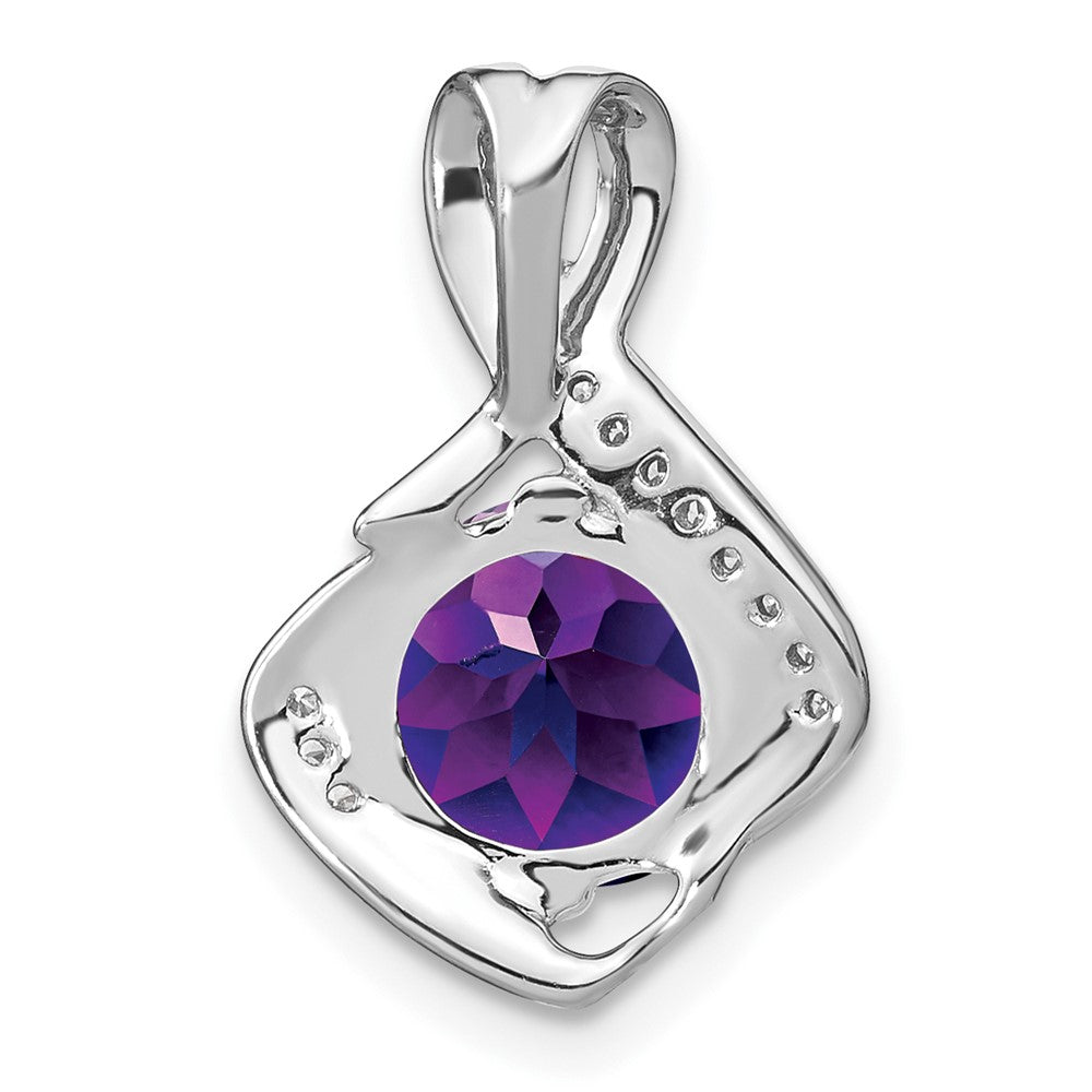 14k White Gold Amethyst and Diamond Pendant (1.3 grams)
