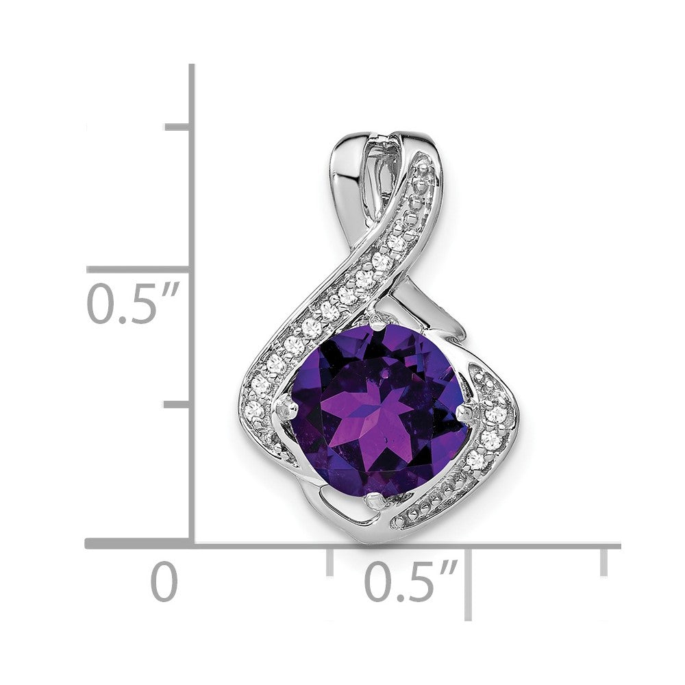 14k White Gold Amethyst and Diamond Pendant (1.3 grams)