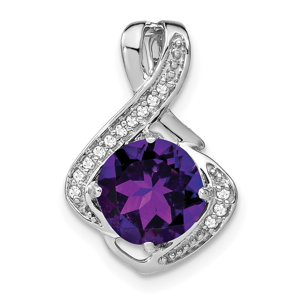14k White Gold Amethyst and Diamond Pendant (1.3 grams)