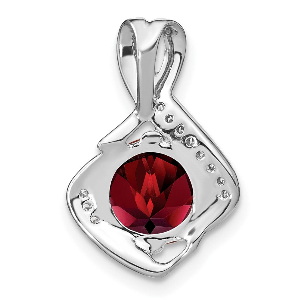 14k White Gold Garnet and Diamond Pendant (1.3 grams)