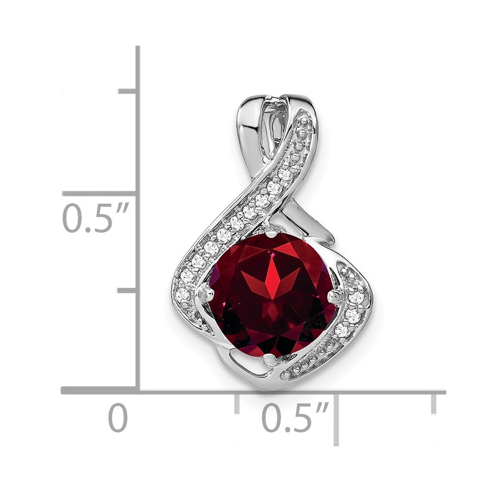 14k White Gold Garnet and Diamond Pendant (1.3 grams)