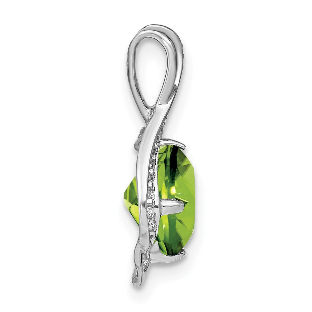 14k White Gold Peridot and Diamond Pendant (1.2 grams)