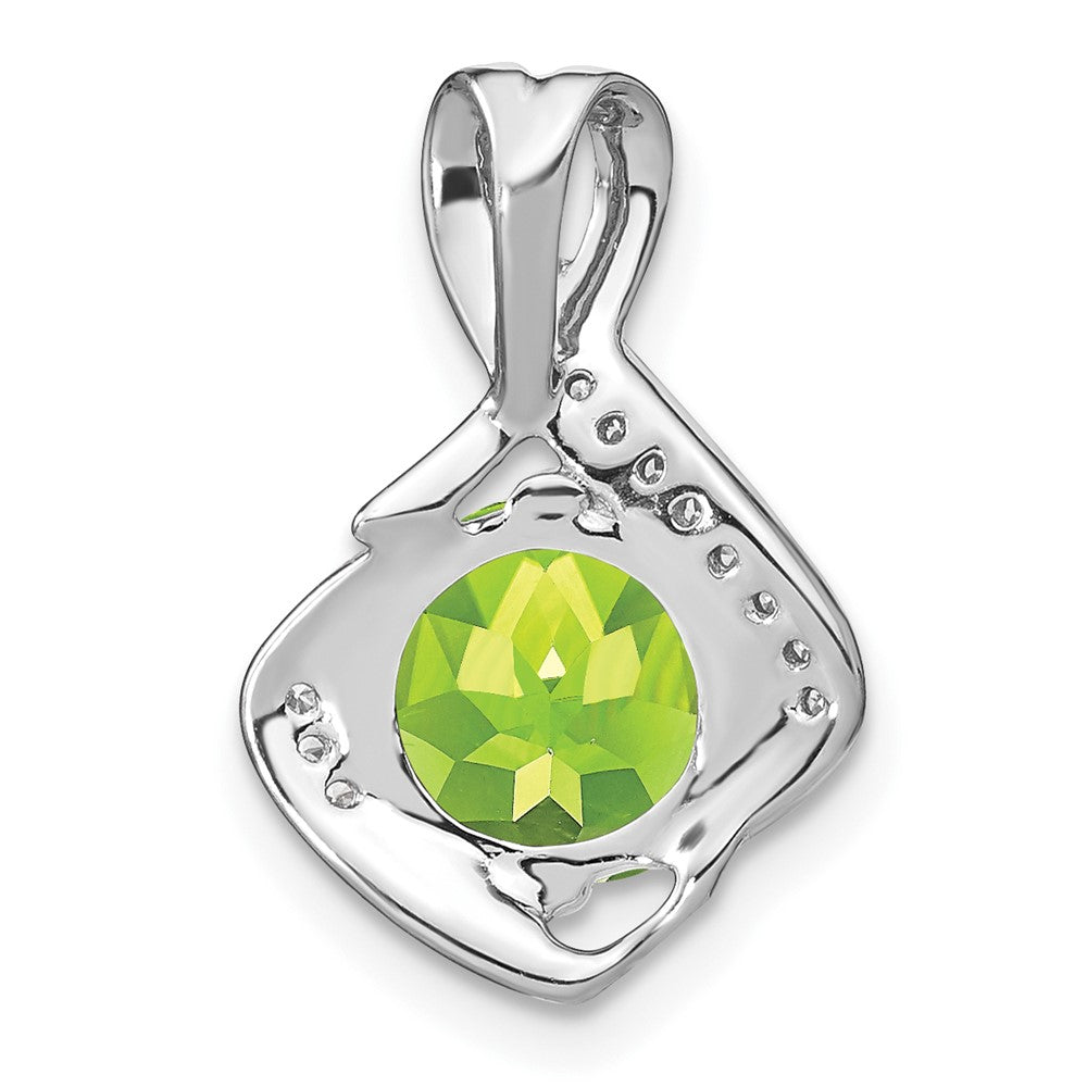 14k White Gold Peridot and Diamond Pendant (1.2 grams)