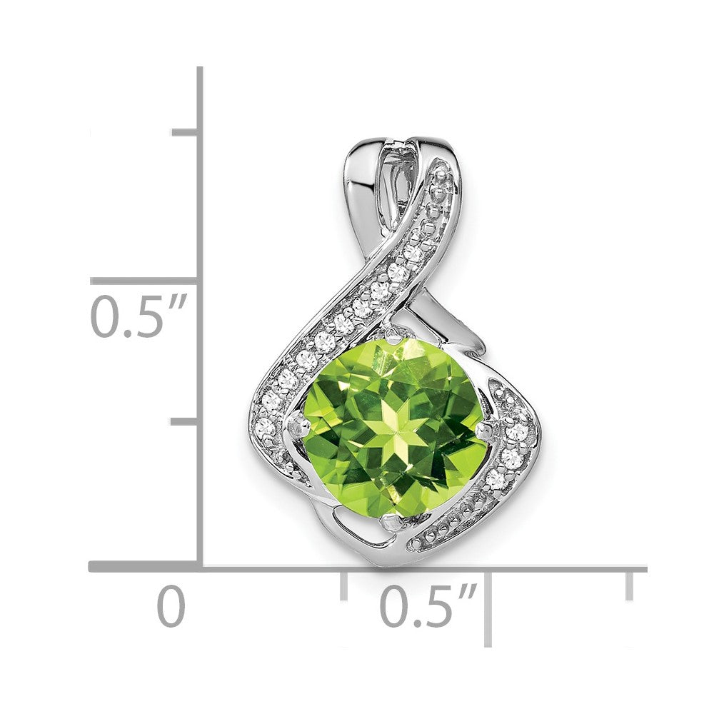 14k White Gold Peridot and Diamond Pendant (1.2 grams)