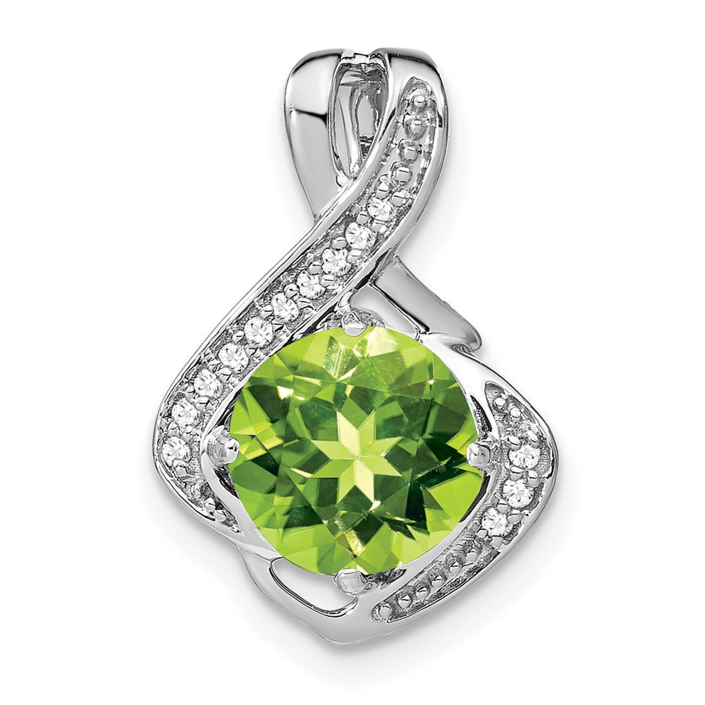 14k White Gold Peridot and Diamond Pendant (1.2 grams)