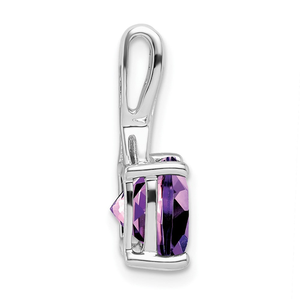 14k White Gold Cushion Amethyst and Diamond Pendant (1.15 grams)